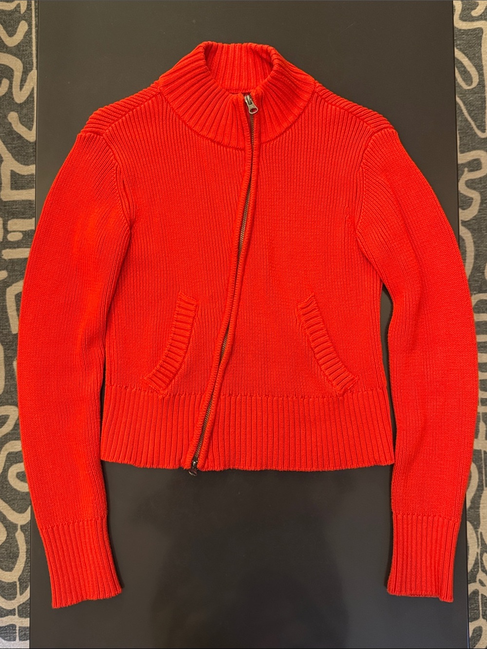 KOTN Asymmetric Red Zip-Front Women's Sweater